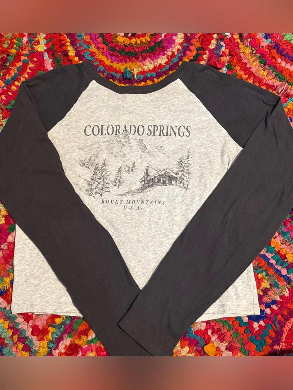 Hollister Two-Tone Raglan Long Sleeve Tee - Black & Heather Gray